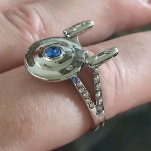 Starship Enterprise ring, 925 silver plated, 9